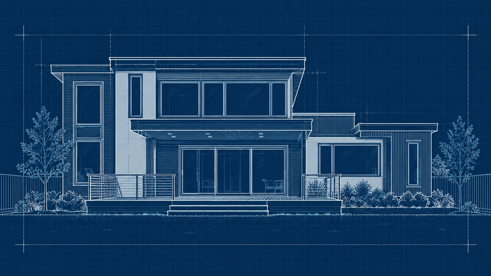 Blueprint view of back of house