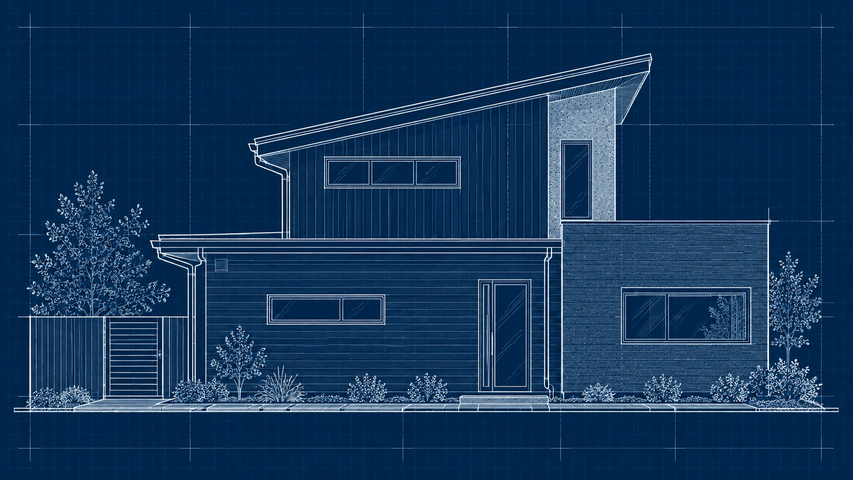 Blueprint view of side of house